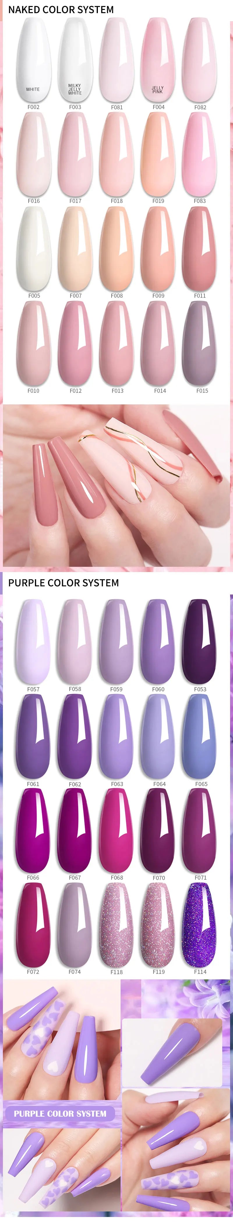 LILYCUTE 6Pcs 7ML Gel DIY Nails Polish Set Bright Pink Nail Charms Soak Off UV LED Gel Varnish Nail Art Design Accessories