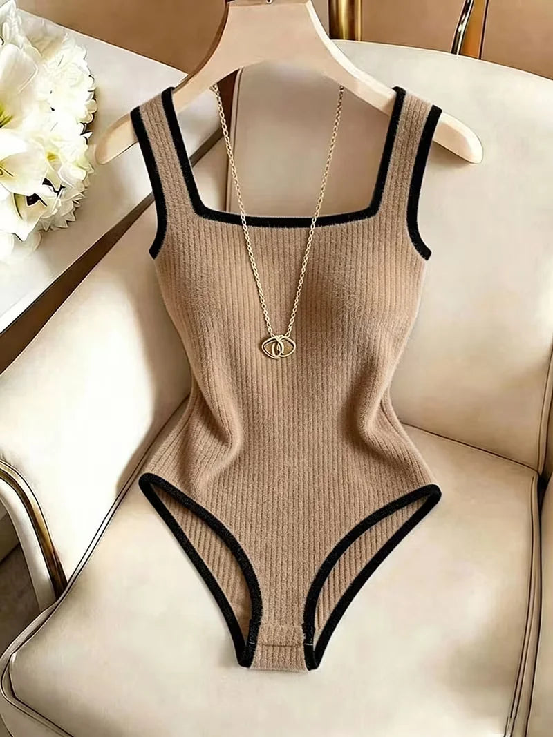 Women's ribbed square neck bodysuit set — view 10 of 20