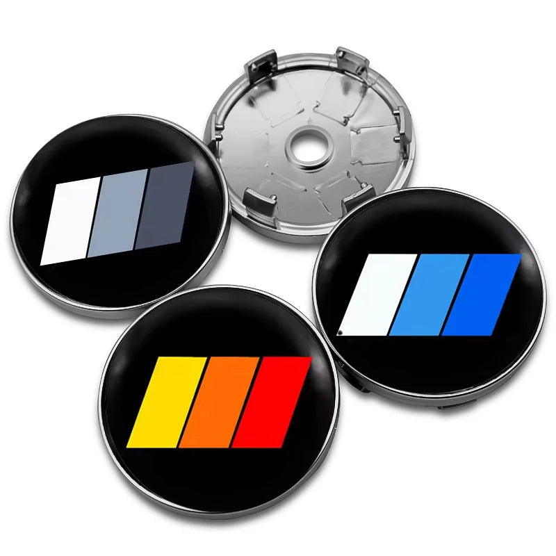 4PCS 56+60MM Universal 3 colors Emblem Wheel Center Hub Caps Sticker Rim Cover Auto Accessories