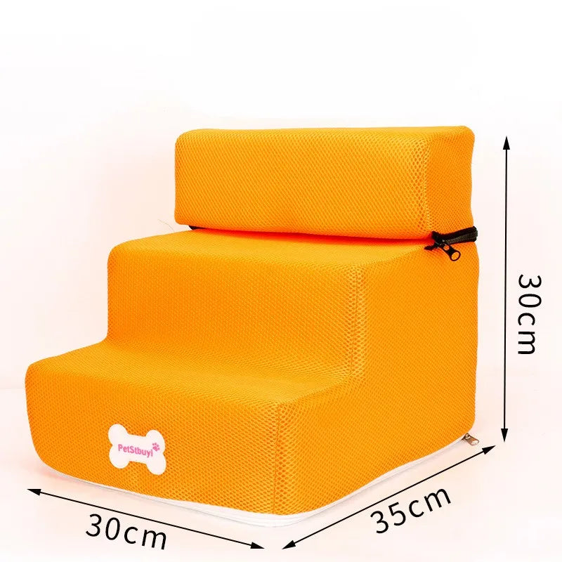 Hot Dog House-Style 3-Step Pet Stairs - Anti-Slip