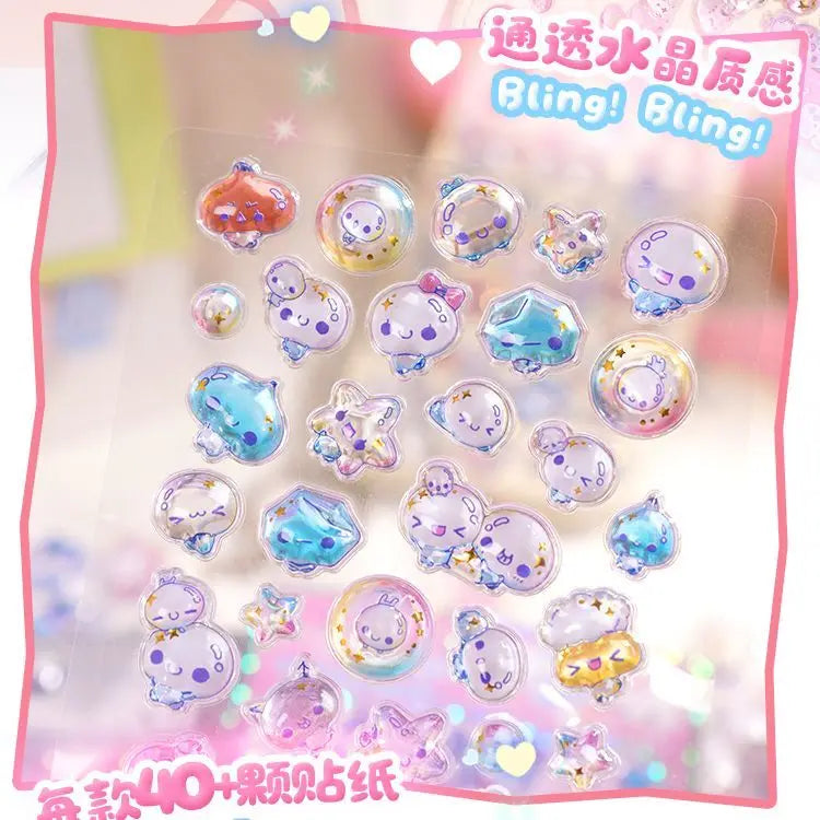 Original Cartoon Water Drop 3D Relief Stickers Cute Refrigerator Sticker Girl's Handbooks Decoration Creativity Reward Toy Gift