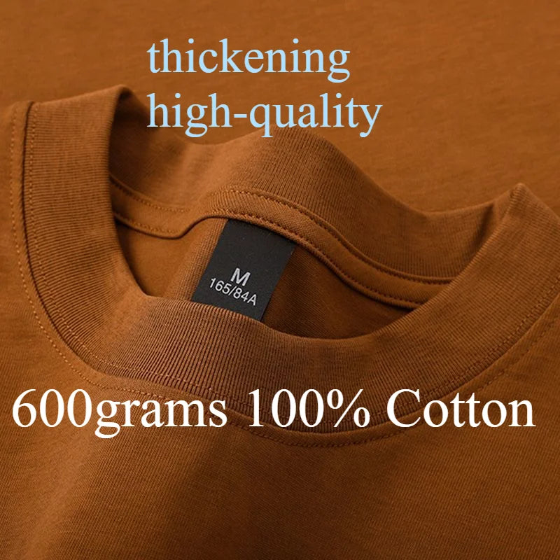 600g Heavyweight Cotton T-Shirt — Unisex Oversized Short-Sleeve Tee