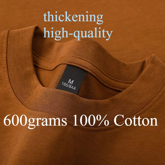 600g Heavyweight Cotton T-Shirt — Unisex Oversized Short-Sleeve Tee