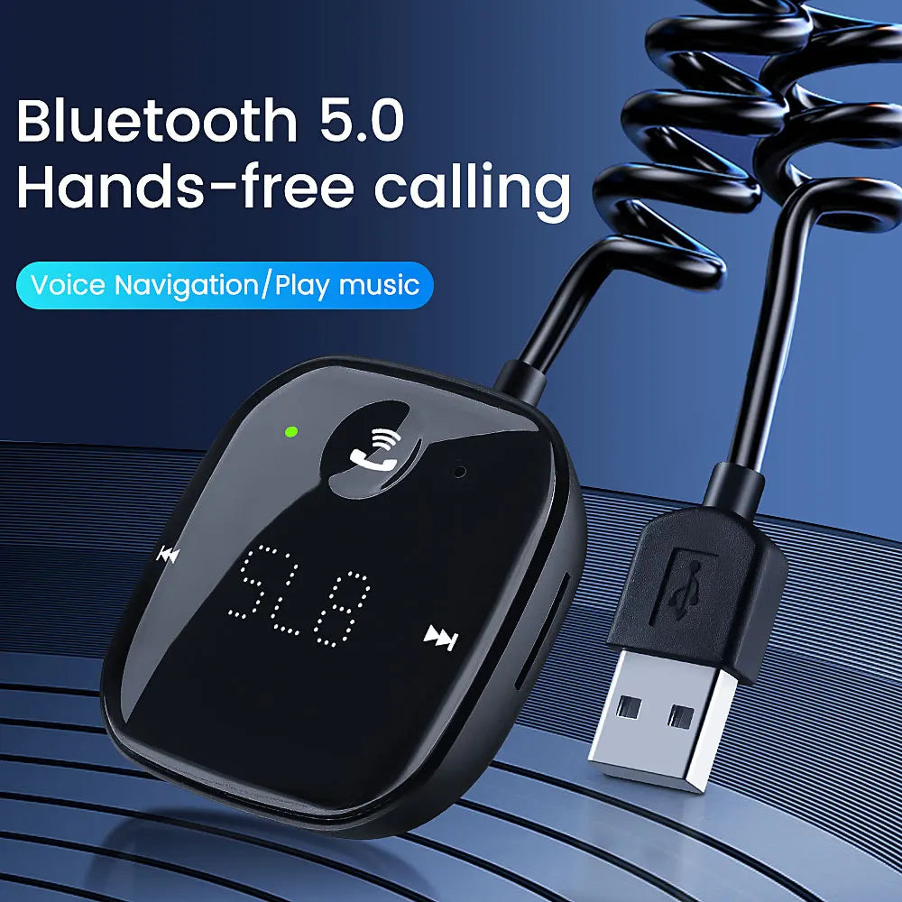 Anchtek Bluetooth 5.0 Car Audio Transmitter Handsfree Wireless FM Transmitter LED Display Auto AUX Audio Receiver MP3 Player Kit
