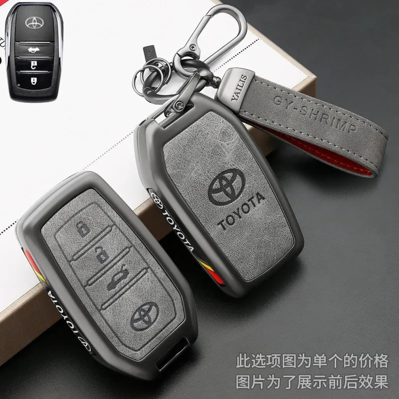 Car Key Case Cover Bag Shell For Toyota C-HR Prius RAV 4 Camry Corolla Land Cruiser 200 Prado Crown TLK 200 Yaris Cross Hilux