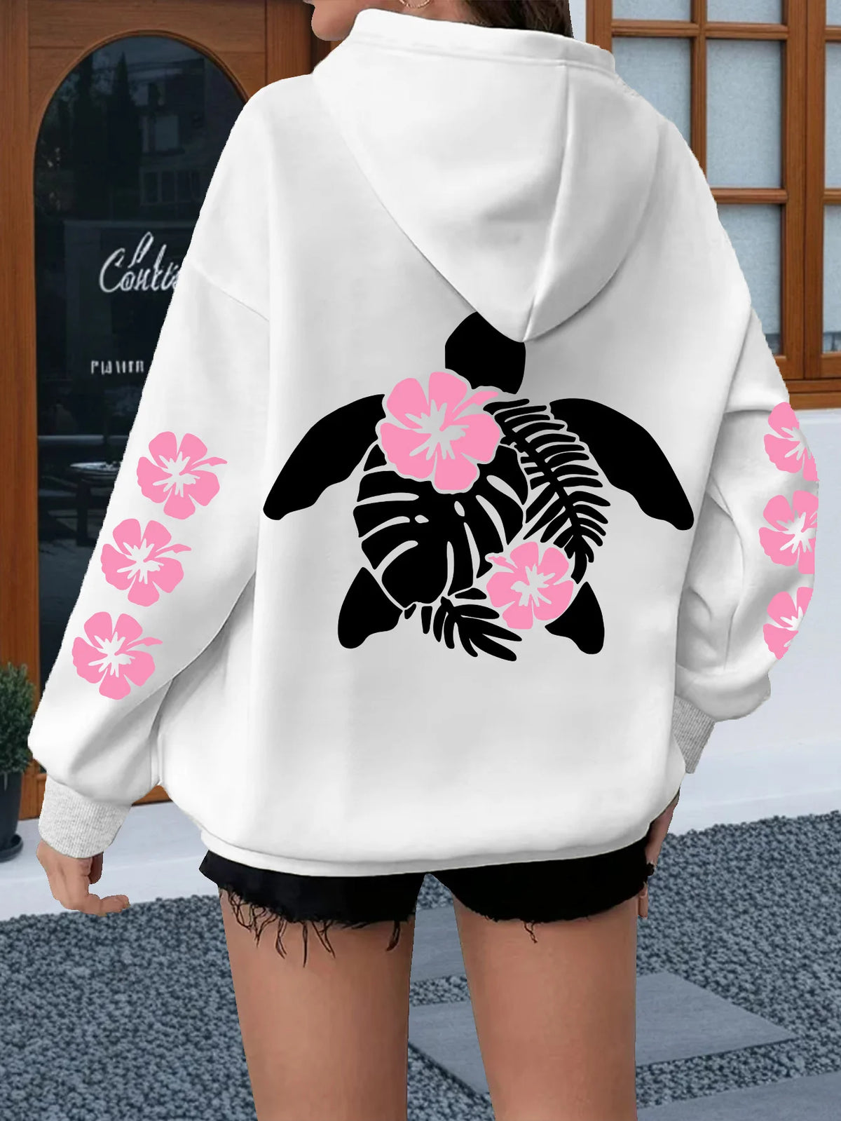 Women's Animal Print Hooded Sweater - Casual Pullover Top