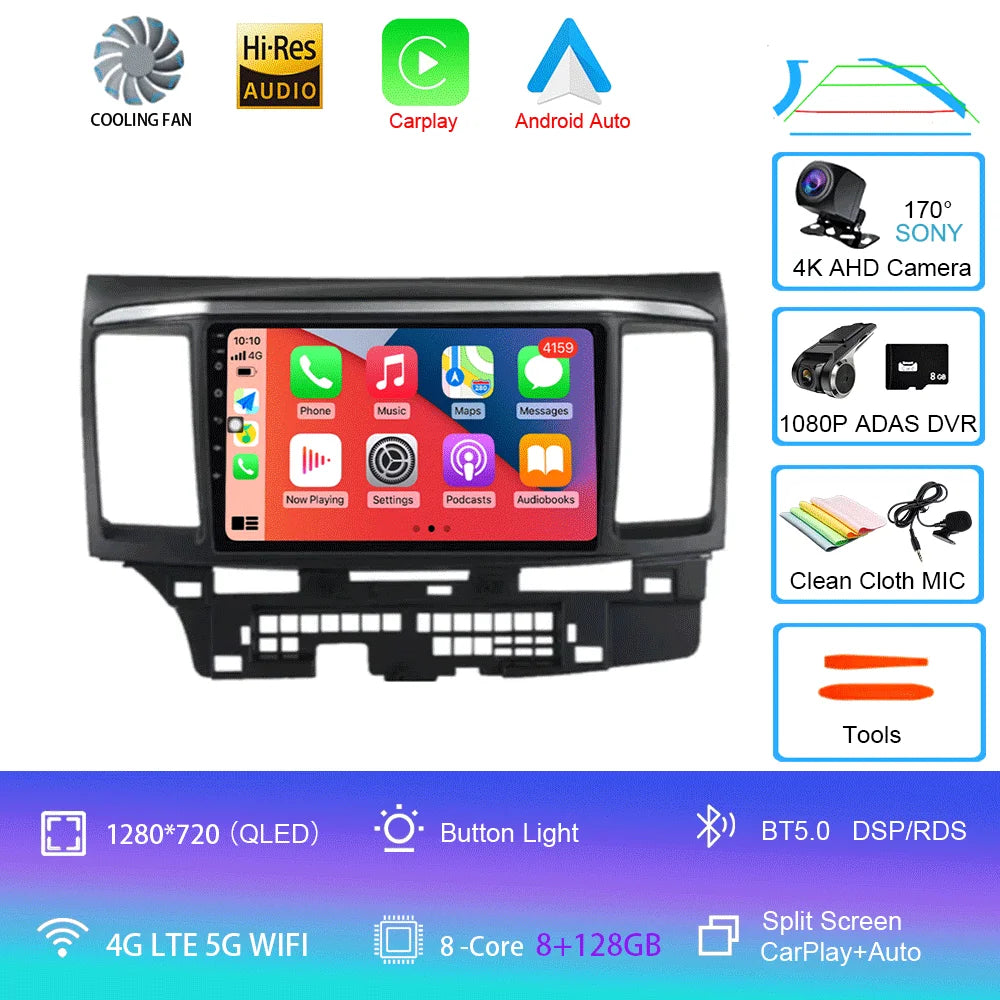 9" Android Car Stereo for Mitsubishi Lancer 9, 10 & X (2008–2016) — CarPlay, Android Auto, GPS, Touchscreen