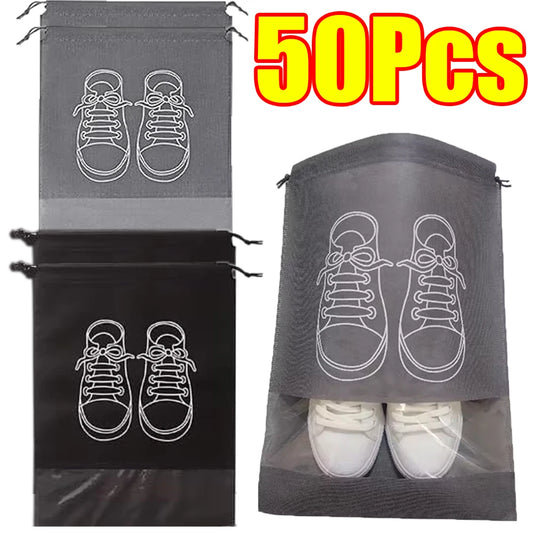 1-50Pcs Shoes Storage Organizer Bags Non Woven Travel Portable Bag Clear Protective Travel Bags for Footwear Waterproof Shoe Bag
