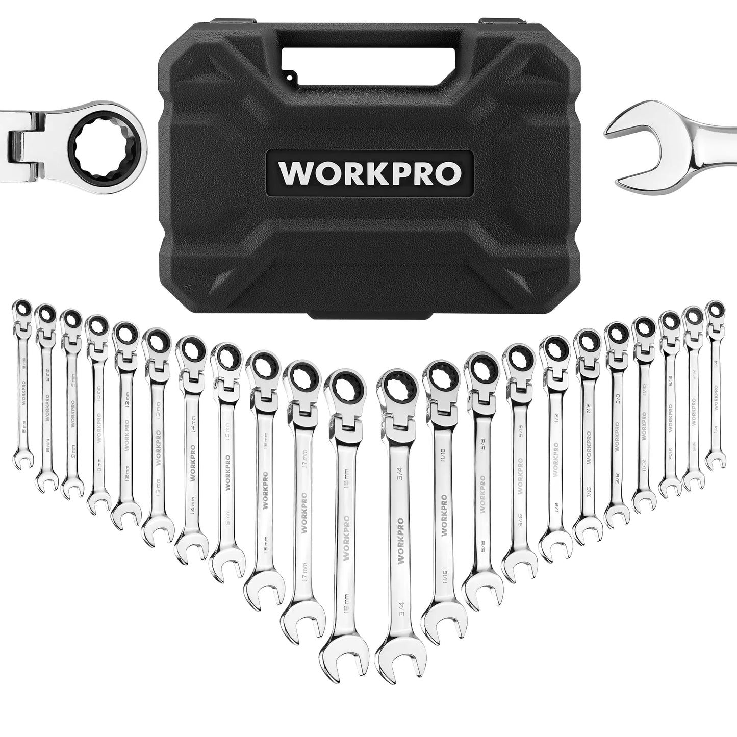 WORKPRO 21-Piece Ratcheting Wrench Set for Auto & Home Repairs