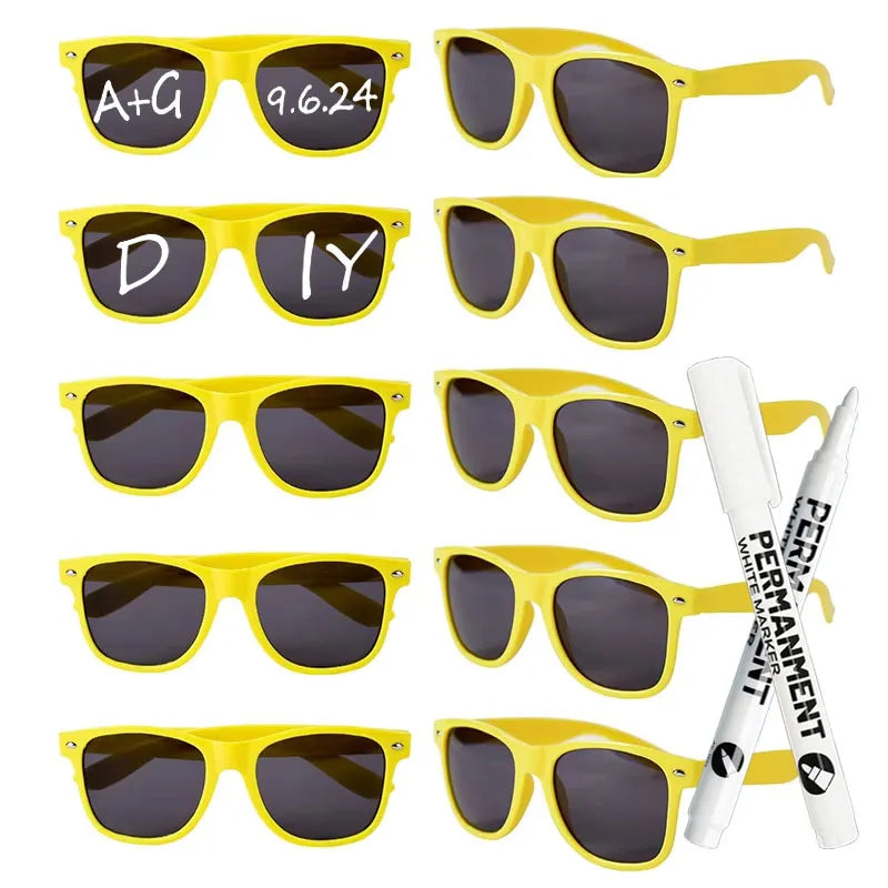 12-100 Pcs Wedding Personalized Sunglasses Bulk Custom Sunglasses with Paint Pens for Adult DIY Birthday Wedding Party Favors