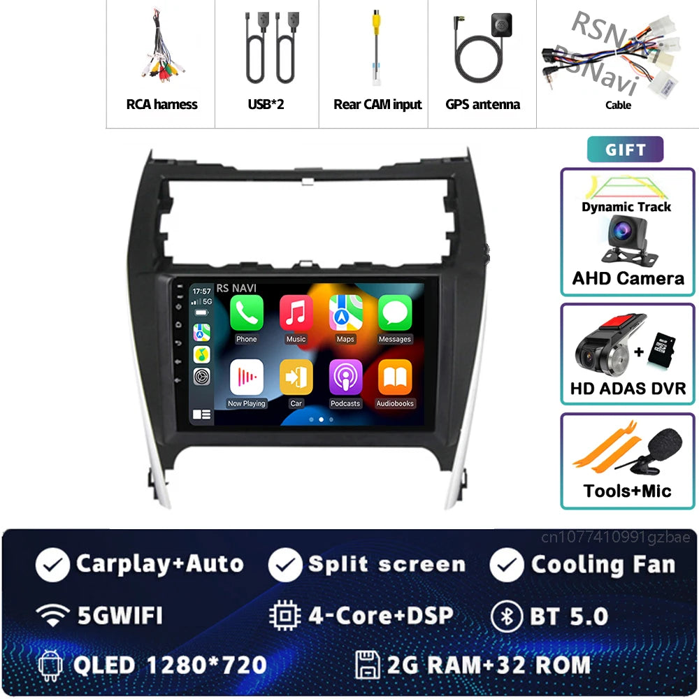 Android 16 For Toyota Camry US 2012 - 2014 2K QLED Android Car Radio Multimedia Video Player GPS Stereo CarPlay 4G Head Unit