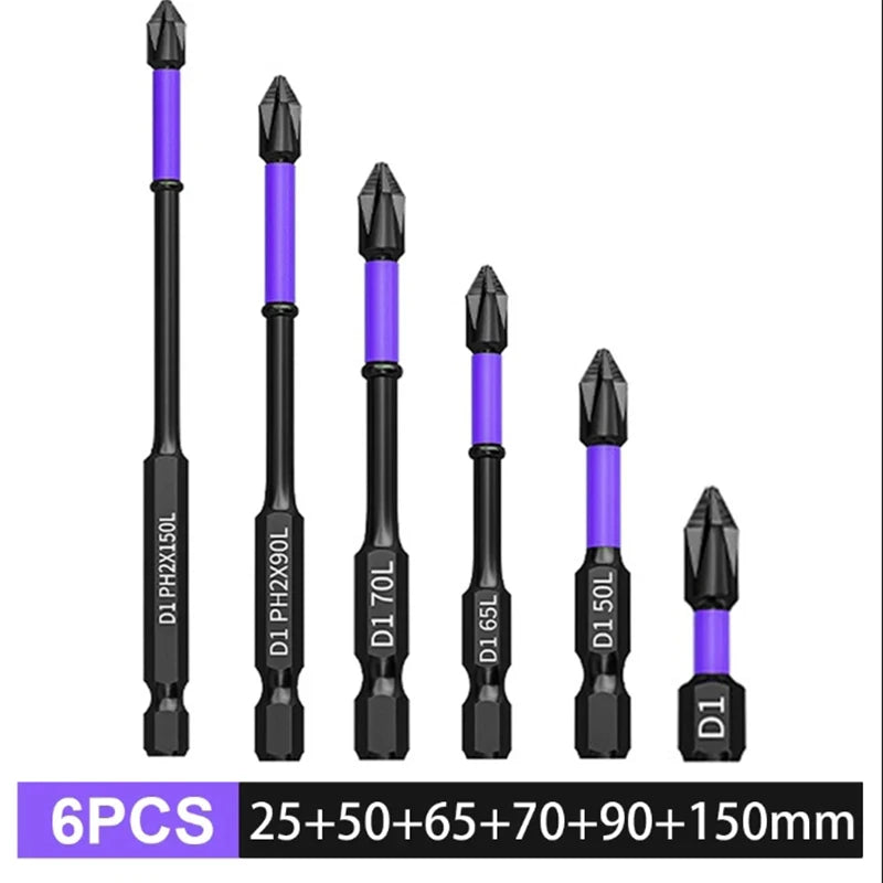 PH2 Impact Driver Bit Set 5-60PCS – Magnetic Cross Screwdriver Alloy Steel Non-Slip Drill Bits