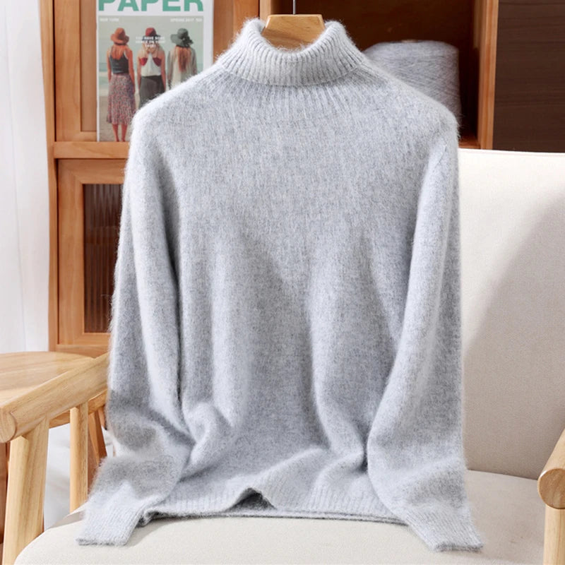 Women's High Collar Knit Sweater, Thick Pullover
