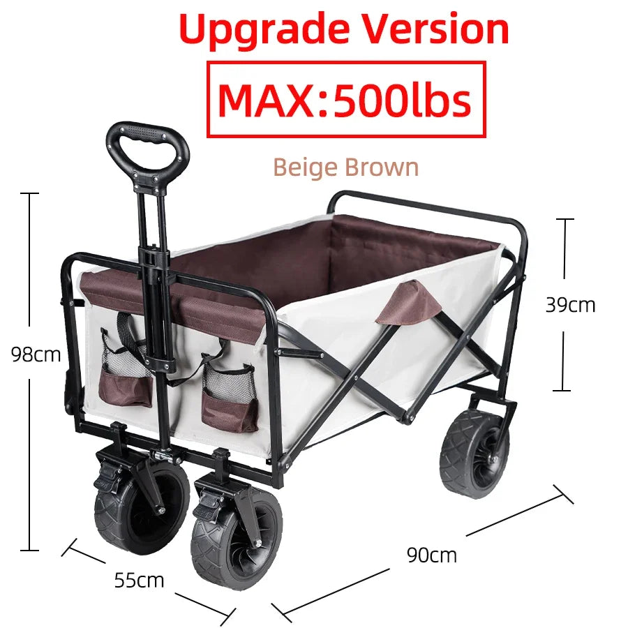 Heavy-Duty Folding Wagon Cart – Collapsible Utility Trolley for Garden, Beach & Camping
