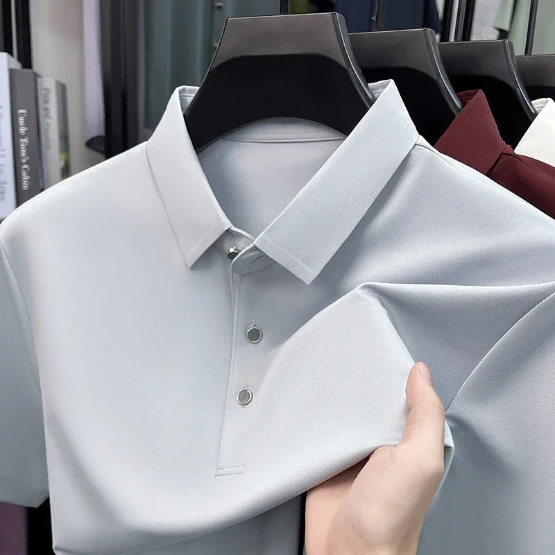 Men's Turn-Down Collar Polo - Quick-Dry Moisture-Wicking, Business