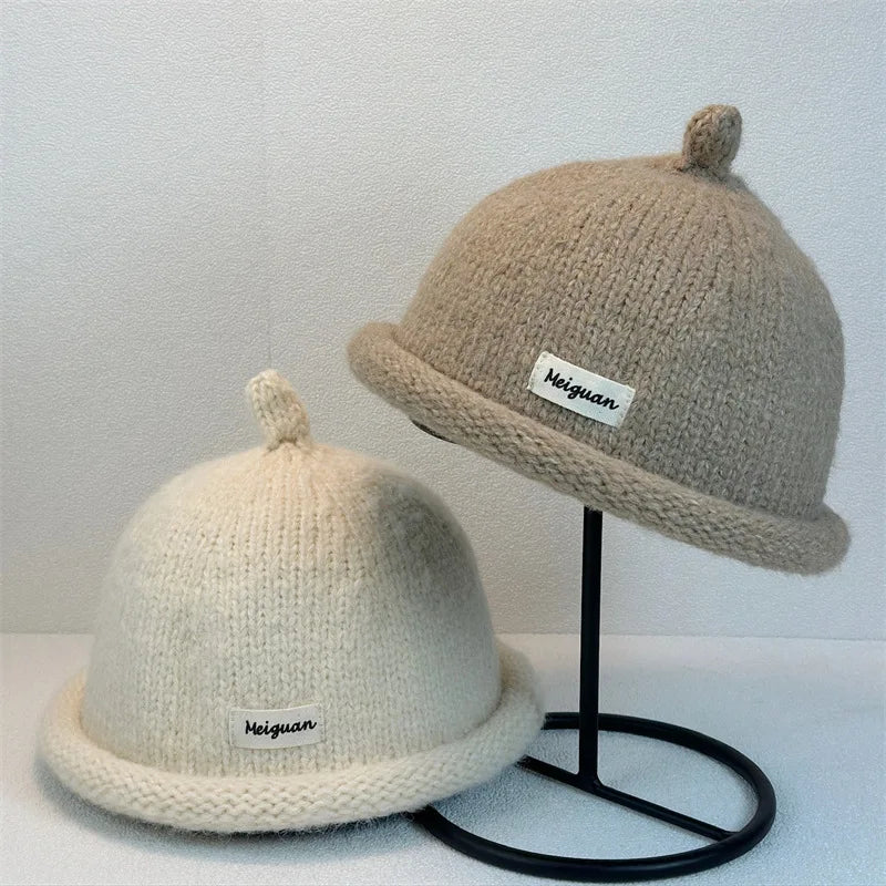 Women's Turned-Up Brim Knit Beanie - Minimalist Winter Hat - photo 2