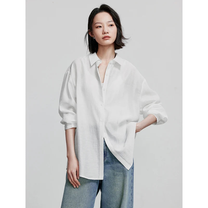 TOYOUTH Women Blouse Shirt 2025 Summer New Lyocell Shirt 8522012