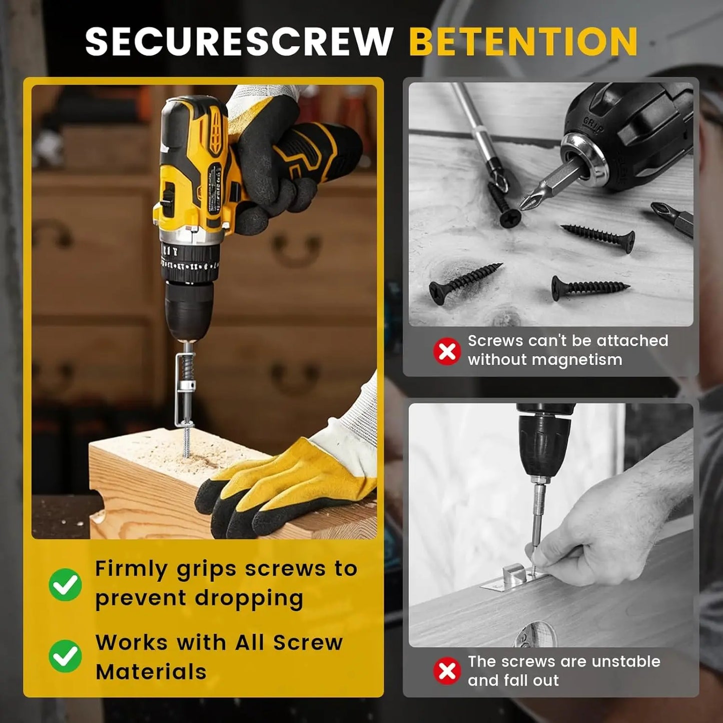 Spring-Loaded Screw Holder Drill Bit Anti-Drop Screwdriver Bit Fixing Clamp Set Screw Holder Drill Bit Phillips Screwdriver Bit