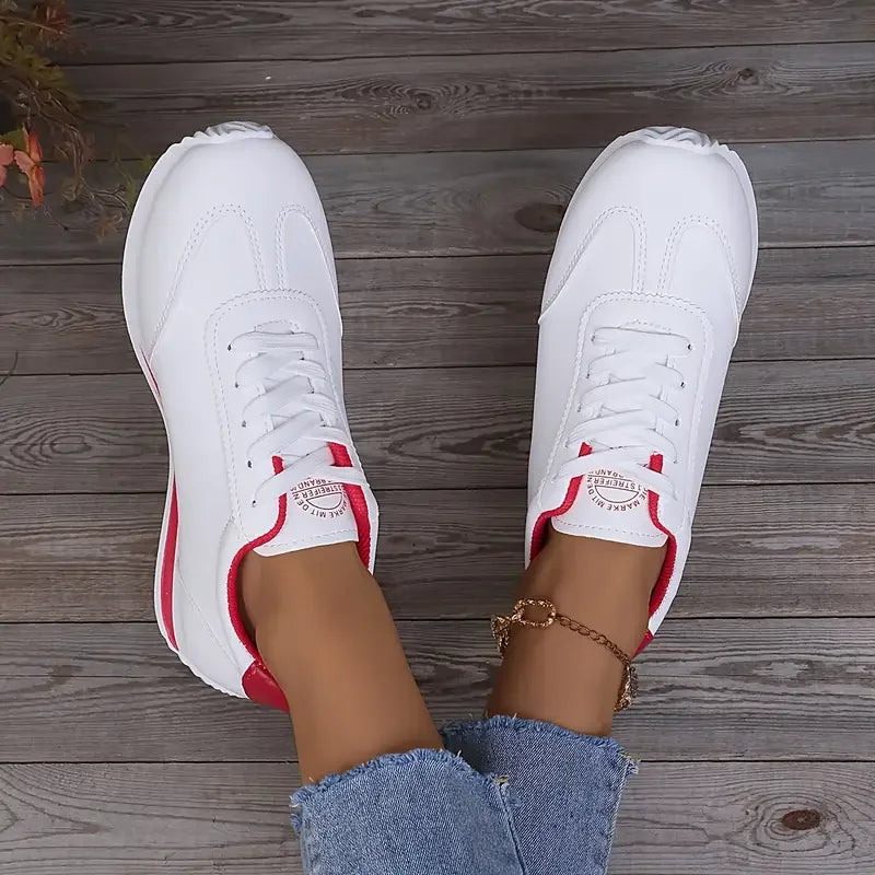 Vulcanized Running Sneakers for Women — Round-Toe Lace-Up Casual Campus Shoes