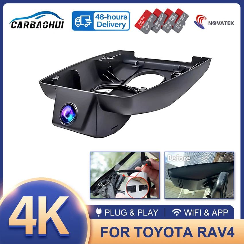 For Toyota Rav4 XA50 XA40 XU80 4K HD Dash Cam for Car Camera Recorder Dashcam WIFI Car Dvr Recording Devices Accessories