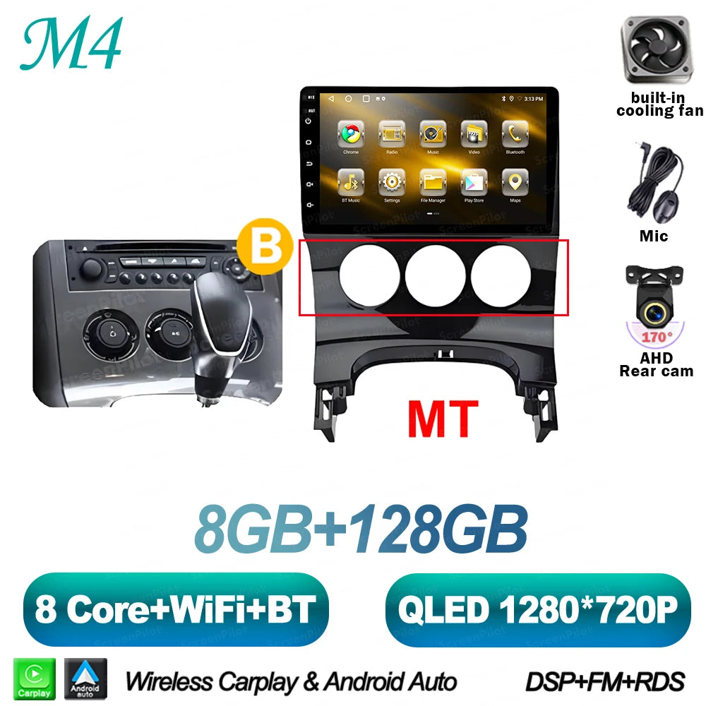 For Peugeot 3008 5008 AT MT 2009 2012-2016 Android 16 Car Radio Multimedia Video Player 2 Din Carplay Bluetooth 8 Core Wifi 4G
