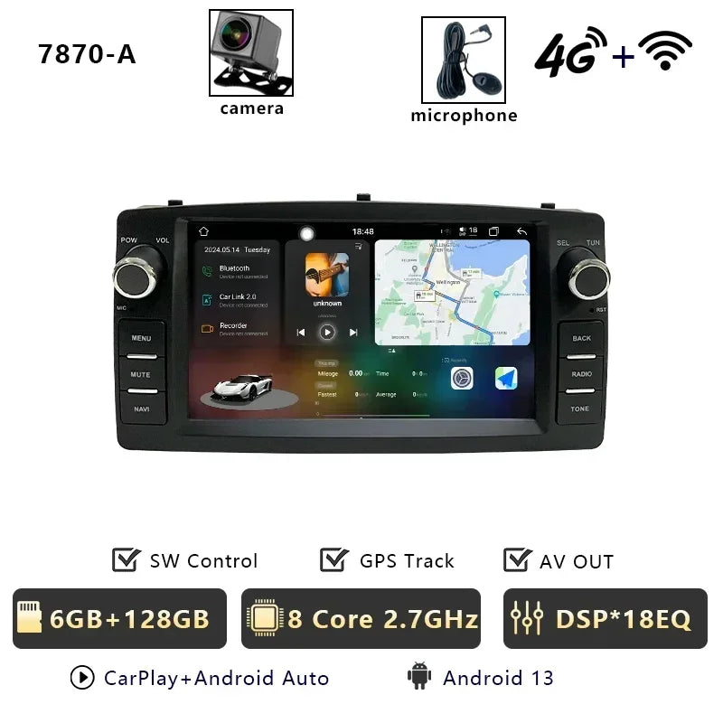 CHSTEK Android 14 Auto Car Radio For Toyota Corolla E120 2000-2006 BYD F3 Wireless Carplay Multimedia WIFI 4G Navigation FM BT