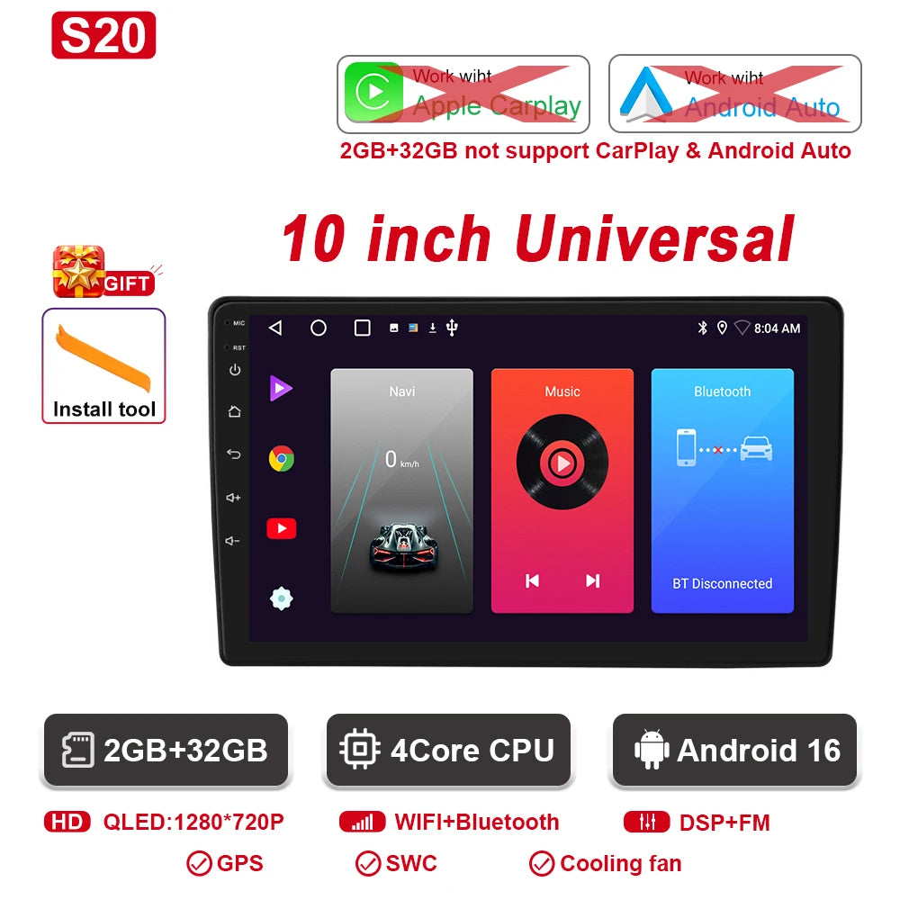 Android CarPlay Car Radio Android Auto GPS multimedia player Universal 9''10 inch Car Stereo 4G WiFi Player QLED Screen No 2 din