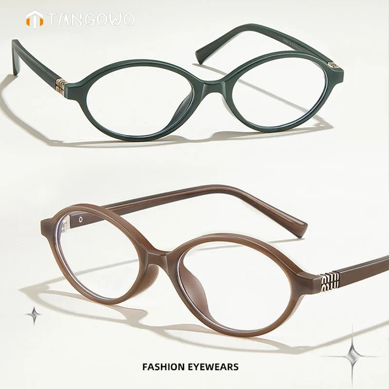 TANGOWO Retro Oval Small Frame Myopia Glasses Women Anti Blue Light Reading Glasses Anti-Reflection Prescription Eyewear
