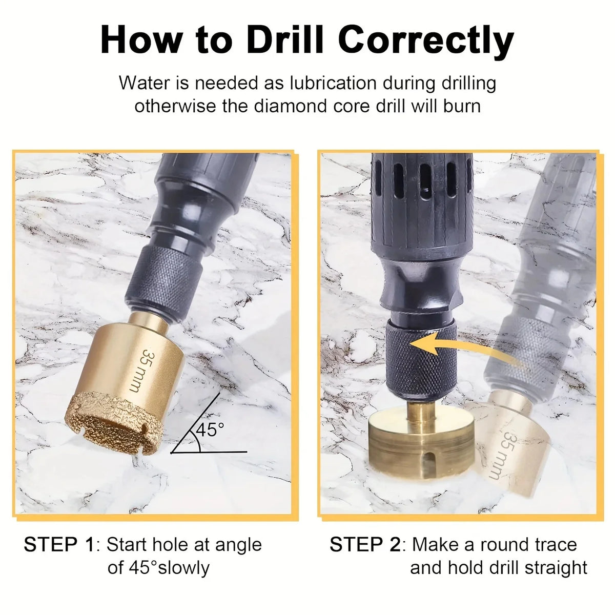 12 Pc Diamond Hole Saw Kit 6-35mm for Glass, Marble & Granite