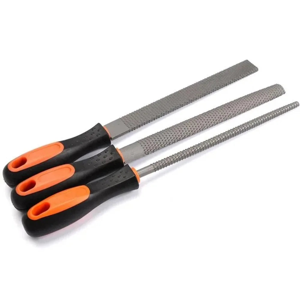 8" Wood Rasp Files Coarse-Teeth Woodworking Filing Round Flat Half-Round File