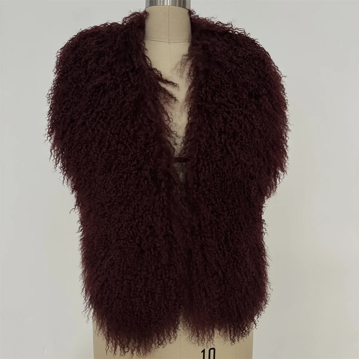 Fluffy Luxury  Real Mongolian Fur Halter Vests Women Solid Deep V-Neck Backless Bandage Sleeveless Jackets Top Outerwear Coat