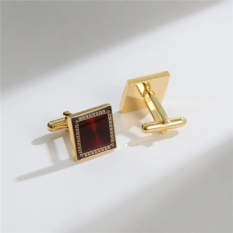 Man Shirt Cufflinks Copper Cufflinks For Mens Luxury Wedding Guests Gifts Round Square Fashion Jewelry Men Cuffs Links Tie Clip