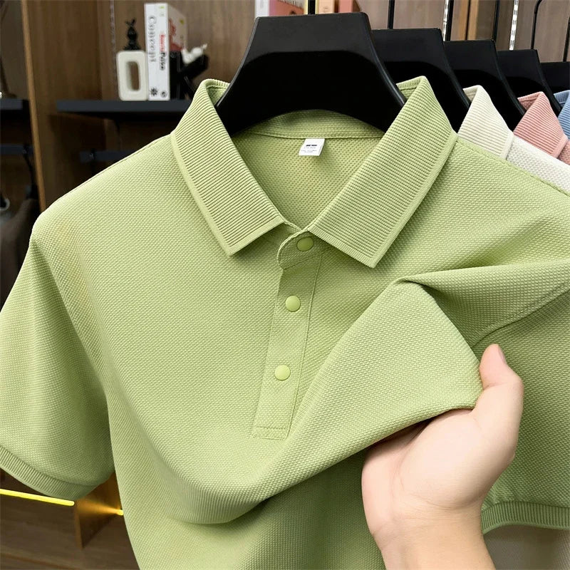 Men's Casual Lapel Polo Shirt - Soft Breathable Fabric, Everyday