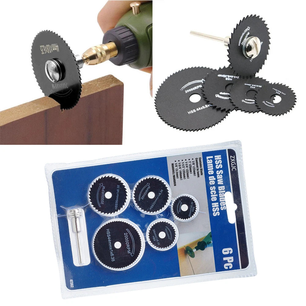 6pc Woodworking Metal Cutting Blade Electric Drill Circular Saw Blade High-speed Steel Electric Grinder Small Saw Blade Tool Set