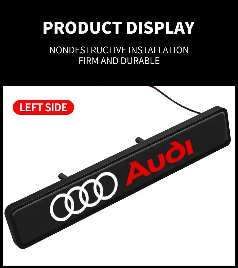 Front Grille Decoration Badge Car Head Grill Emblem LED Light Audi Sline A6 Q3 A3 B5 B6 B7 B8 B9 Q7 8P 8V 8L A5 A4 C6 Car sticke