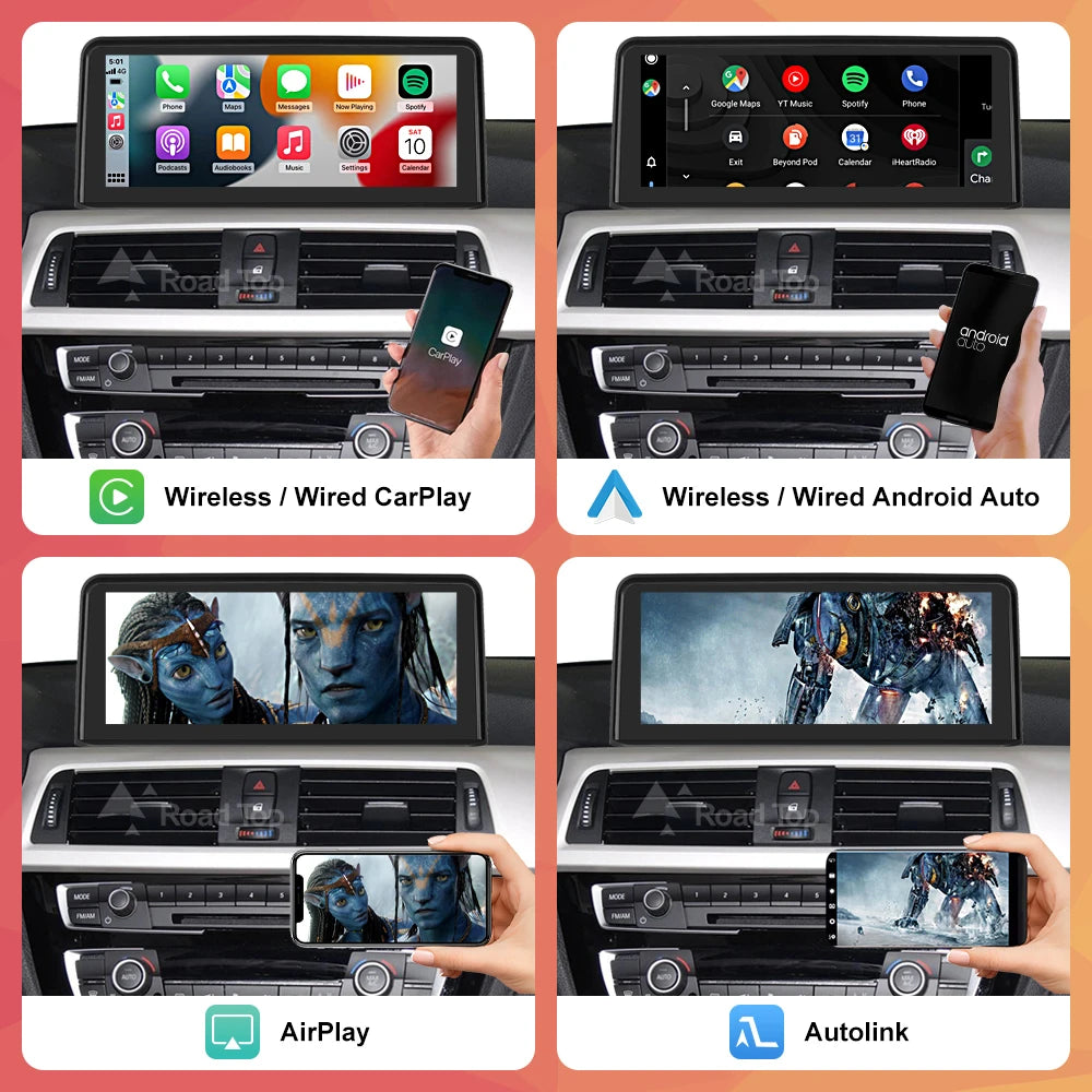 10.25" Wireless CarPlay & Android Auto Display for BMW 3/4 Series F30 F31 F32 F33 F34 F36 NBT — 1920×720 Touchscreen