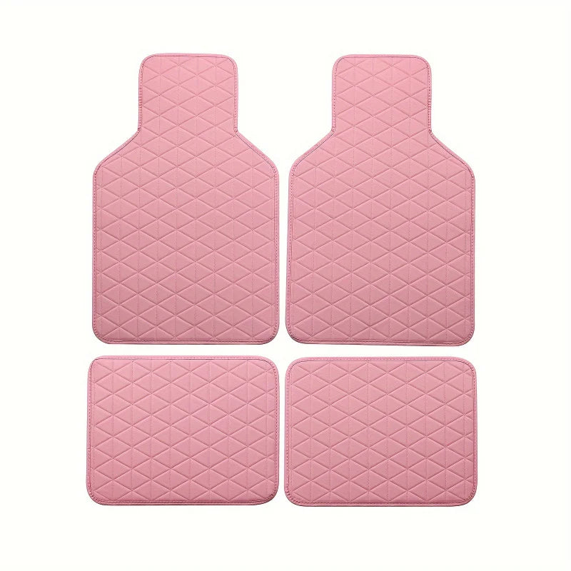 4-piece waterproof PU leather car floor mat - durable and fashionable, all-weather protection, easy to clean, enhances interior