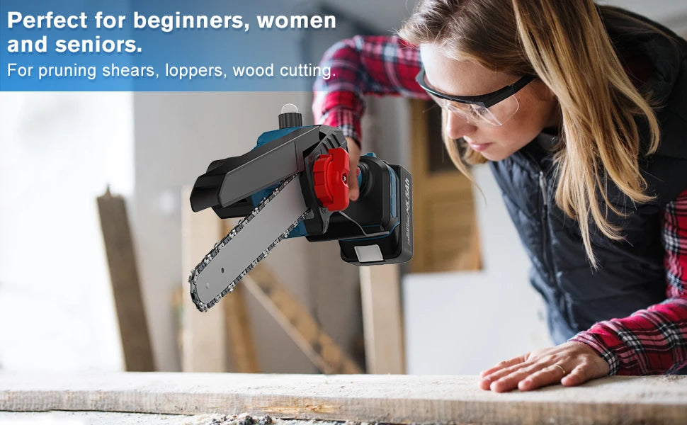 Nananuu 8" Mini Cordless Chainsaw – Brushless Motor for Makita 18V Battery | Wood Cutting Power Tool