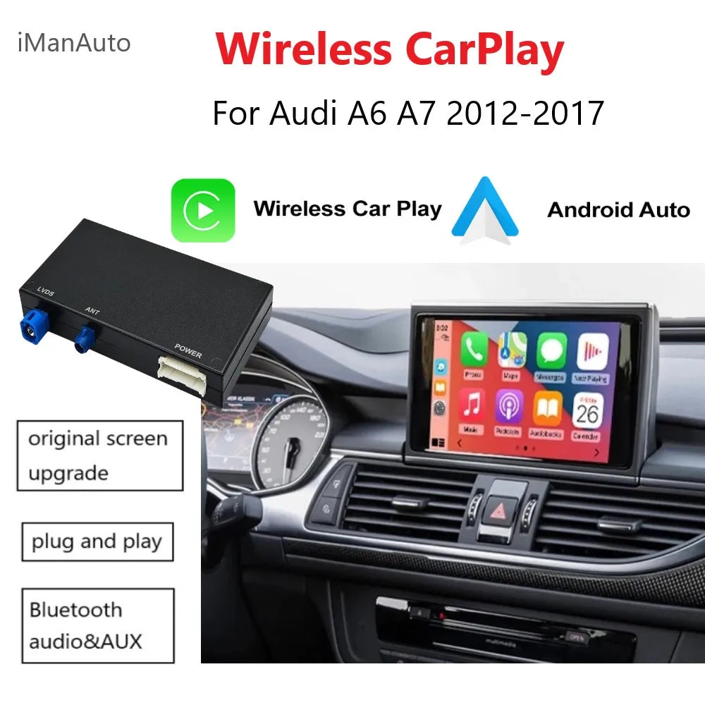 Car Stereo with Apple CarPlay & Android Auto, Compatible with Audi A6 C7 & A7 (2012-2018)