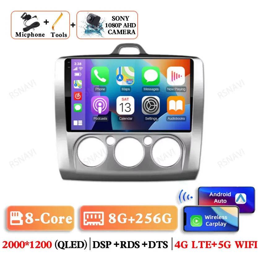 Android 14 Head Unit with CarPlay for Ford Focus 2/3 Mk2/Mk3 (2004-2011)