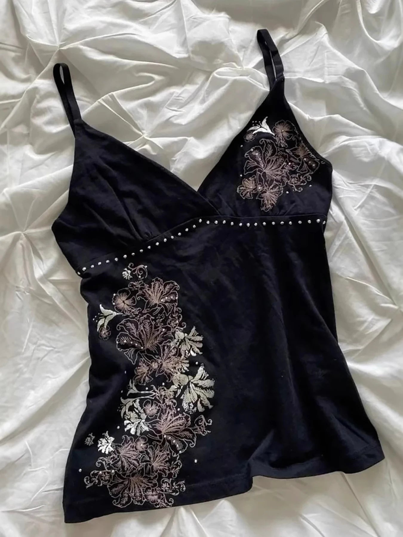 New style elegant style slim fit slimming floral retro printed chest strap cross-border sleeveless vest
