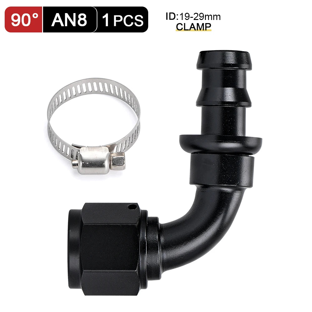 Universal AN6 AN8 AN10 Push-on Hose End Fittings Fuel Oil Cooler Hose Fitting 0 45 90 180 Degree Reusable Connection Adapter