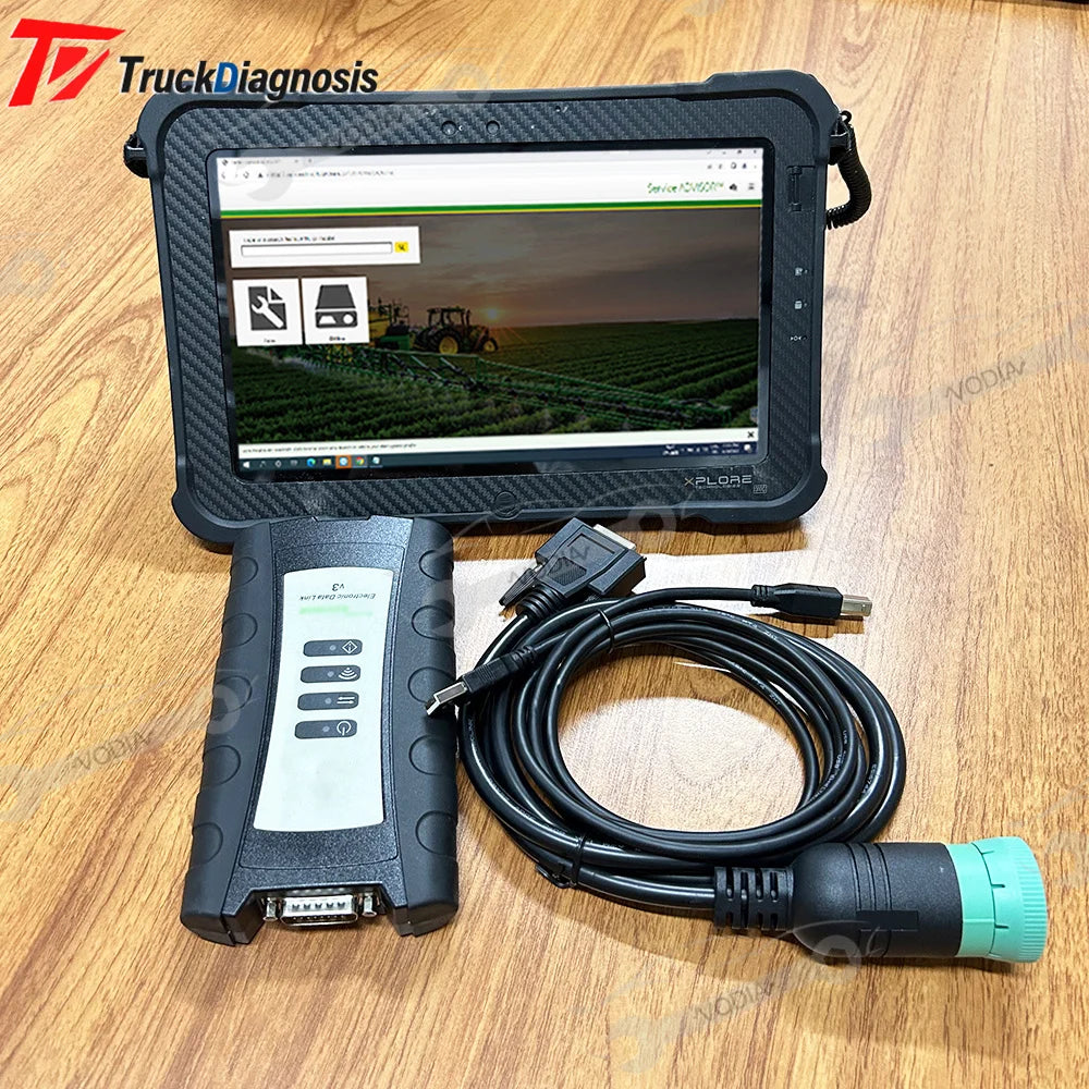 for EDL Scanner Interface For John EDL V3 Agricultural Tractor Heavy Vehicle Service Diagnostic Kit Tool+Xplore Tablet