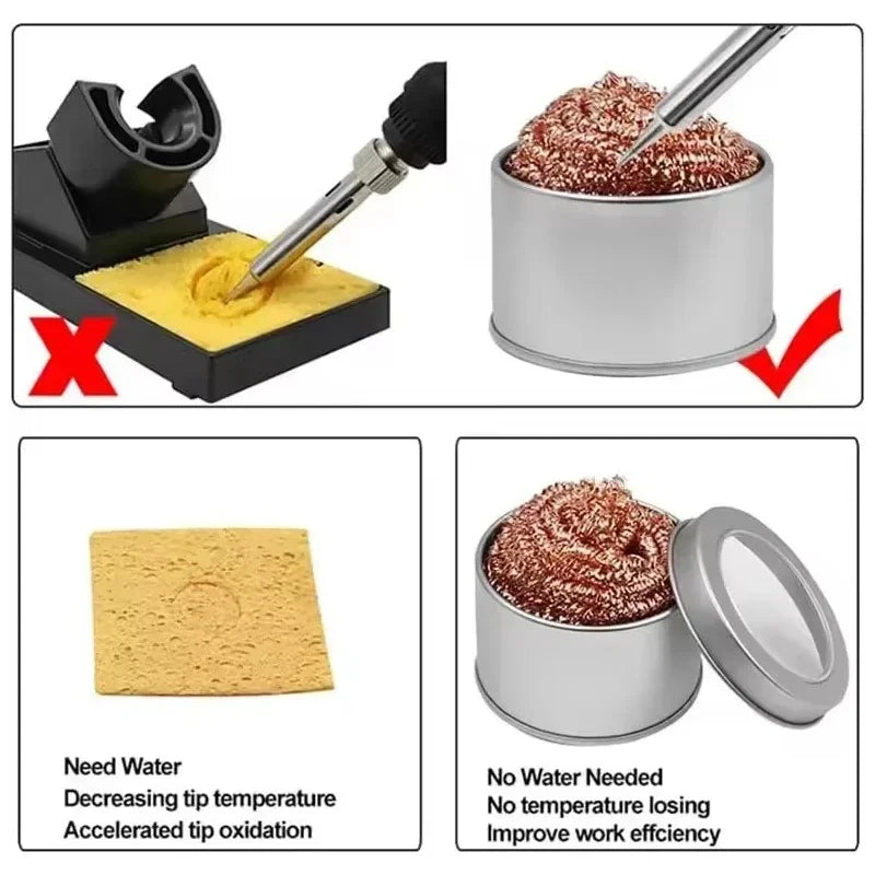 1pc Cleaning Ball Desoldering Soldering Iron Filter Cleaning Nozzle Tip Copper Wire Cleaner Ball Metal Dross Box Clean Ball