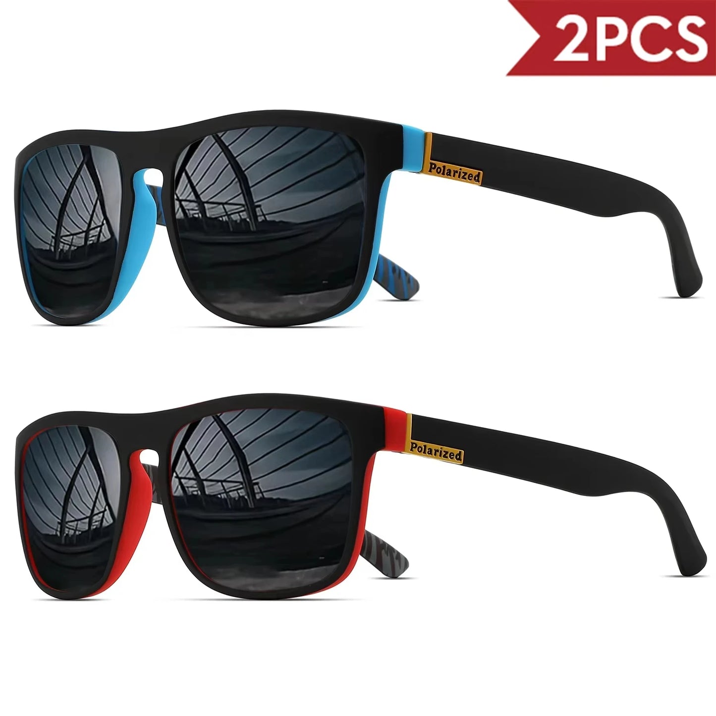 Men's Square Polarized Sport Sunglasses — UV400 Multi-Pack