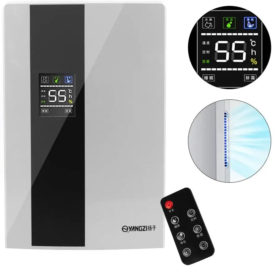 110V Home Dehumidifier 2200ml Air Moisture Absorber 90W with Remote Control Drain Hose 323sq.ft Fit for RV Bedroom