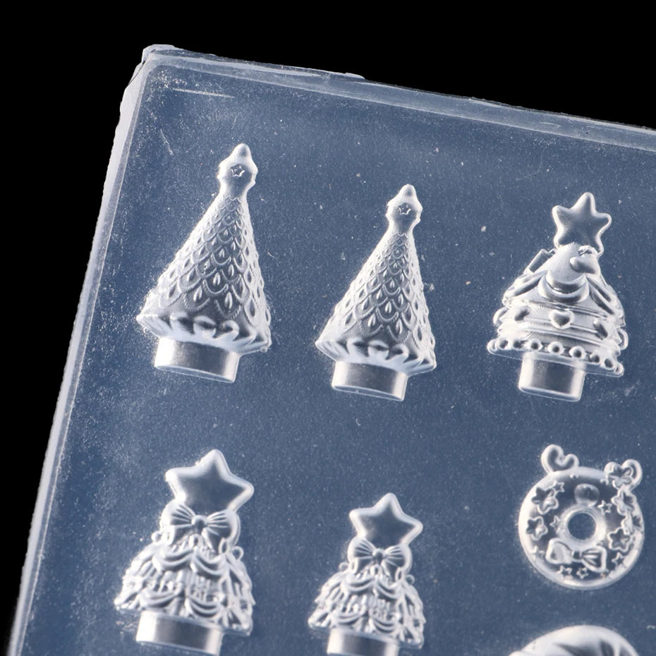 3D Christmas Nail Art Silicone Mold - Christmas tree, Snowflakes, Canes & Ornaments Nail Mold for Festive Nail Decorations DIY