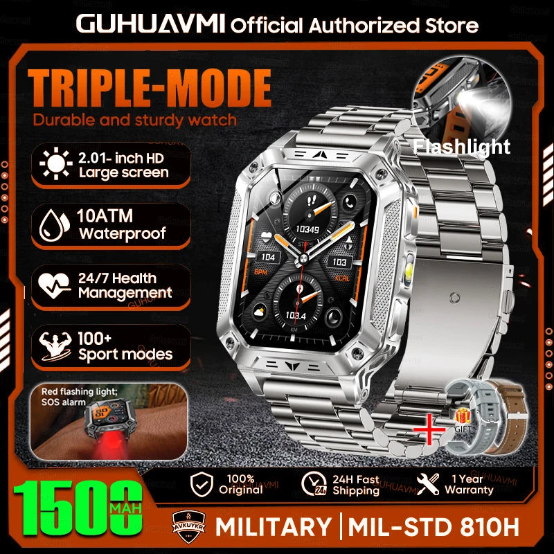 Rugged Smart Watch — 1500mAh, 10ATM Waterproof, BT Calling