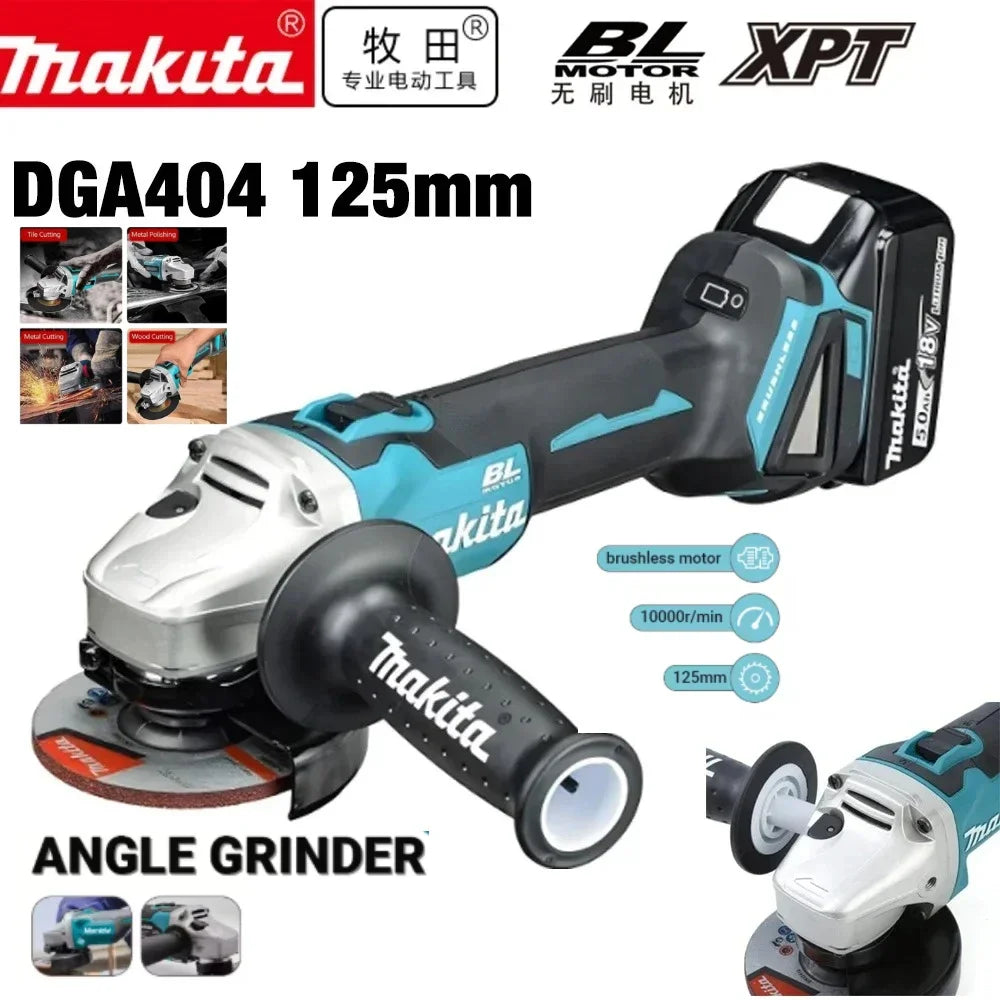 Original Makita DGA404 18V Brushless Electric Angle Grinder Cordless Grinder Metal Wood Grinding Polishing Cutting Power Tool