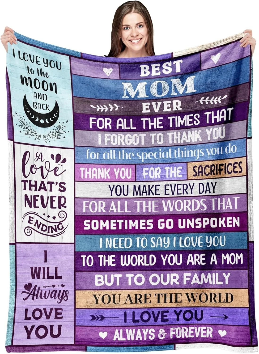 Gift for Mom Flannel Throw Blanket with Loving Message